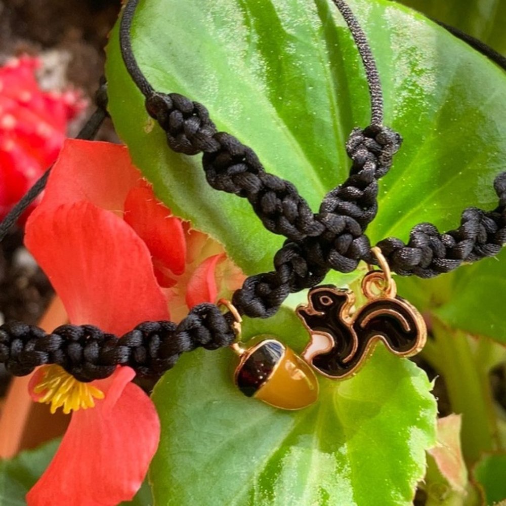 Squirrel 🐿 Acorn braided macrame bracelet set